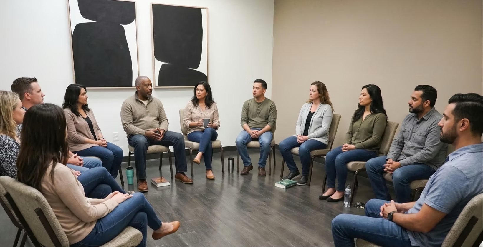 Representative image of a group therapy circle in an outpatient setting
